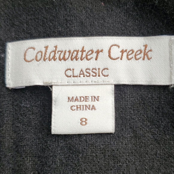 New Coldwater Creek Classic Flower Trimmed Black & Gray Wool Jacket/ Blazer Sz 8 - Picture 8 of 9